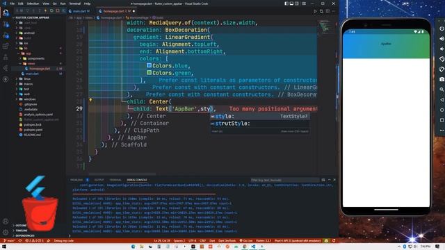 Custom Shaped App Bar using Flutter | Flutter Custom AppBar with ListView 2022