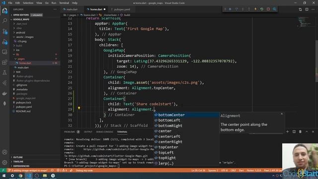 4 Flutter google maps - adding a text widget to flutter google maps