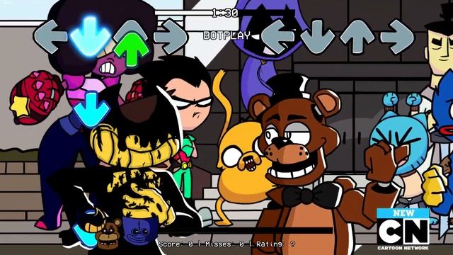 Friday Night Funkin' - "Roasted" but It's Bendy & Freddy Vs Huggy Wuggy | Cartoon Friday Mod смотреть онлайн