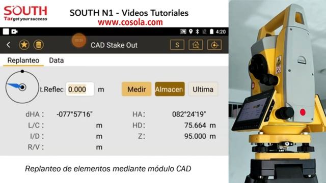 11.- Estación Total SOUTH N1 - Replanteo de elementos mediante módulo CAD - COSOLA
