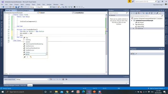 Visual Basic - InitializeComponent Method смотреть онлайн