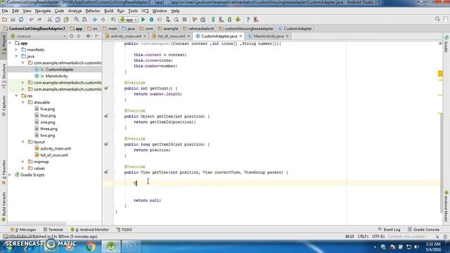 Android Custom ListView Example Using BaseAdapter