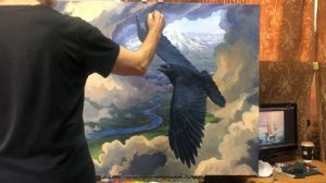 Painting oil on canvas "Mountain Raven", Artist Alik Oleynik