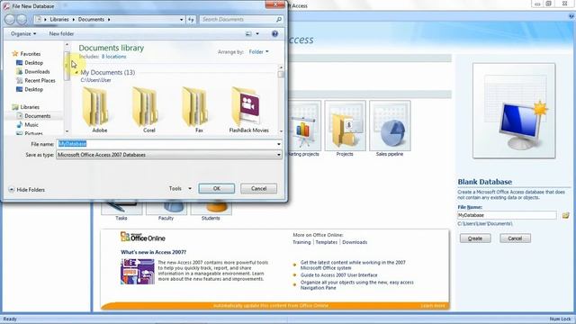 Topic 1 Database Creation With Password in MS Access 2007