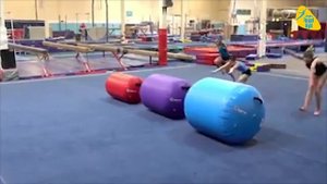 Надувной #гимнастический цилиндр. Техника выполнения #сальто назад и #фляк