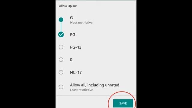 Enable Content Restrictions on an Android
