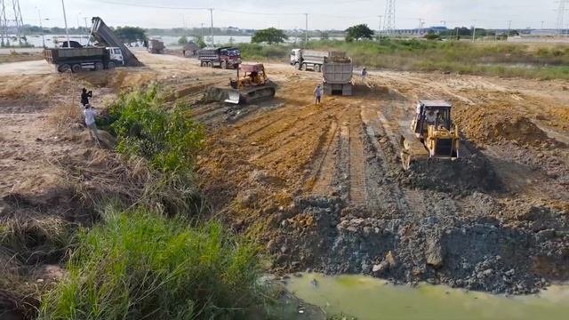 Строительство, засыпка болот, планировка, один из объектов