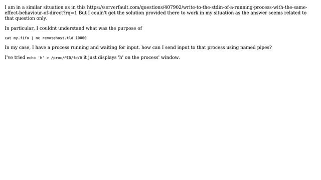DevOps & SysAdmins: Write to stdin of a running process using pipe смотреть онлайн