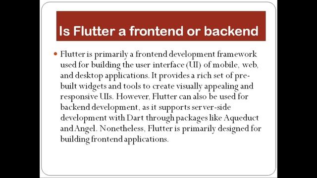 Is Flutter a frontend or backend