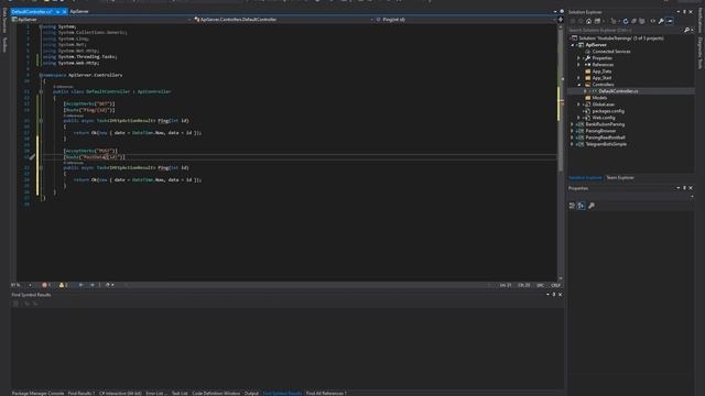 Создание REST API сервера в Visual Studio 2019