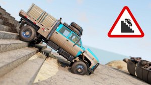 BeamNG Drive - Машины против лестниц