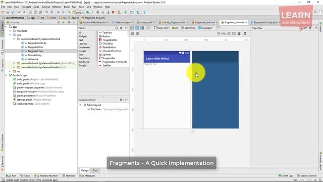 #Android App Development Tutorial in Hindi-13-Fragment-Quick Implementation-Learn with Milind-हिंदी