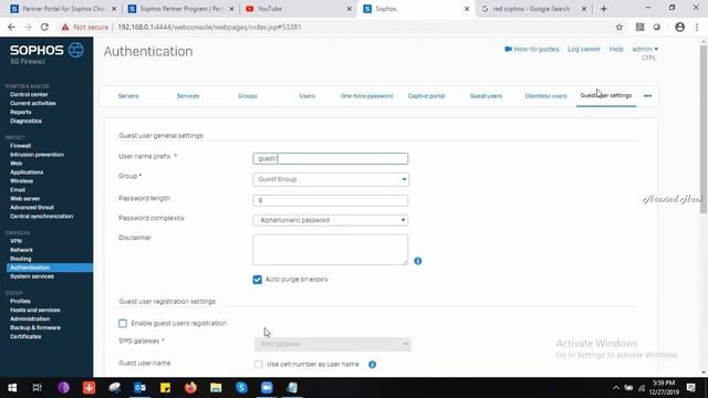 how to configure sms gateway in sophos xg firewall