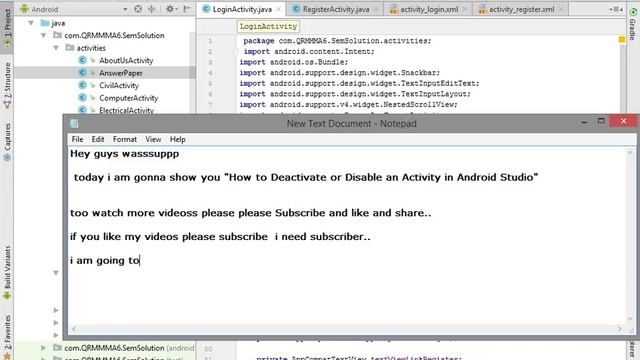 How to Deactivate or Disable an Activity in Android Studio