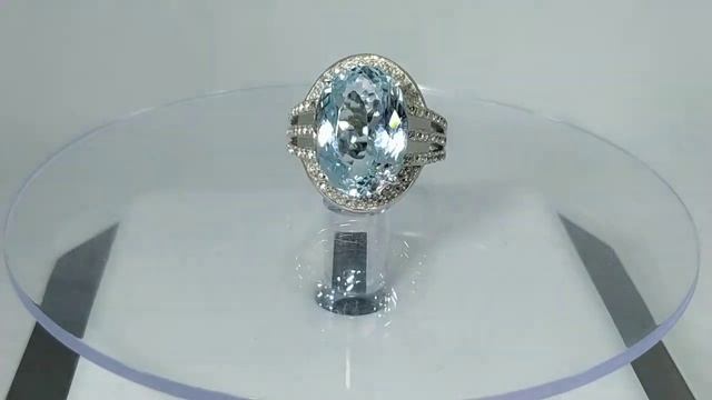 Кольцо с натуральным бразильским необлагороженным голубым топазом 12.88 ct Размер 17 Серебро 925 смотреть онлайн