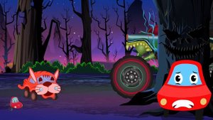 Little Red Car And The Haunted House Monster Truck Animated Car Cartoon for Kids