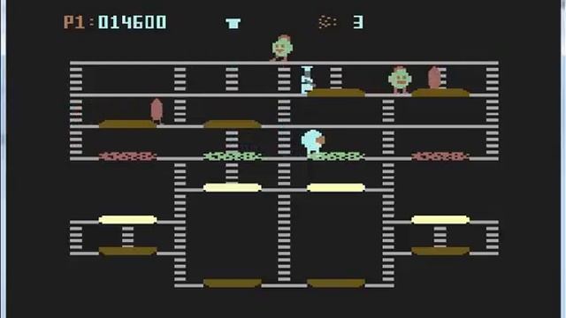 Burger Chase - Commodore 64 - emulador Emu64 Little 1.20 - testeado Windows 7 x64 смотреть онлайн