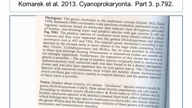 Taxonomy Workshop Laboratory Major Toxigenic Cyanokaryota Orders