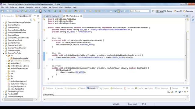 API do YouTube na APP Android, Iniciando смотреть онлайн