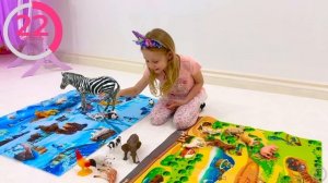 Настя с друзьями в парке аттракционов