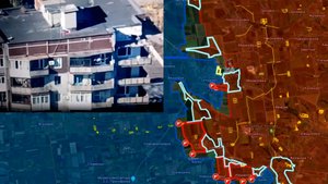 Карта боевых действий. Российский флаг в центре Селидово