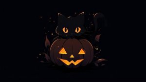 Кот и Тыква - Хэллоуин - Cat Pumpkin Halloween - Живые Обои