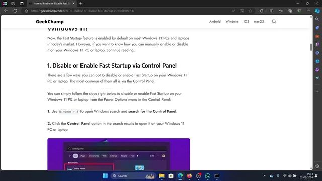 How to Enable or Disable Fast Startup in Windows 11