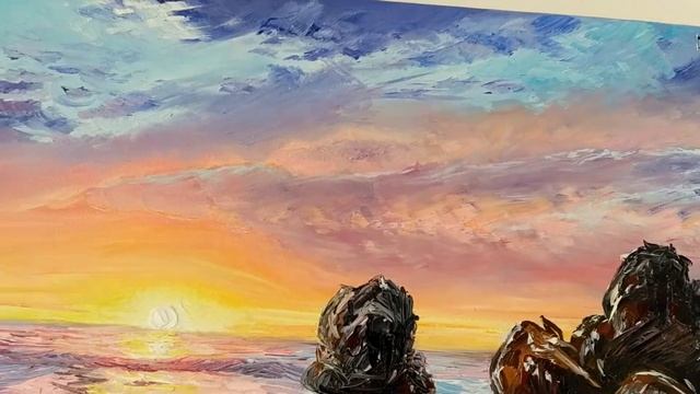 Морски залез | Картина Емоция | Морски пейзаж с маслени бои смотреть онлайн