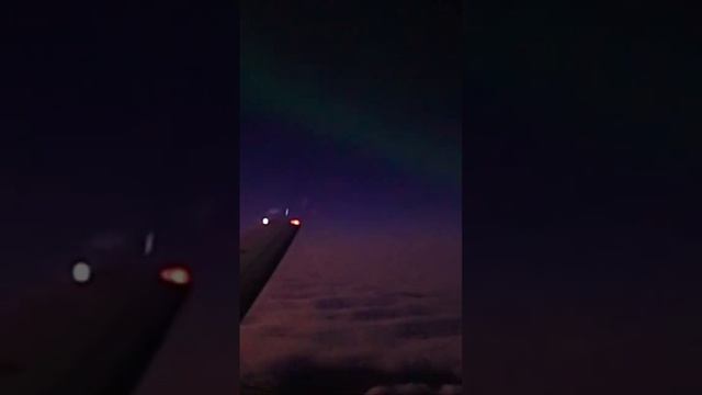 Видео Северного Сияния с самолёта при посадке Мурманске Аврора Вилладж #auroravillage @auroravillag