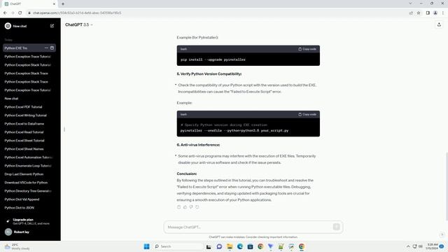 python exe file failed to execute script