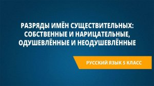 Урок 8. Разряды имён существительных: собственные и нарицательные, одушевлённые и неодушевлённые