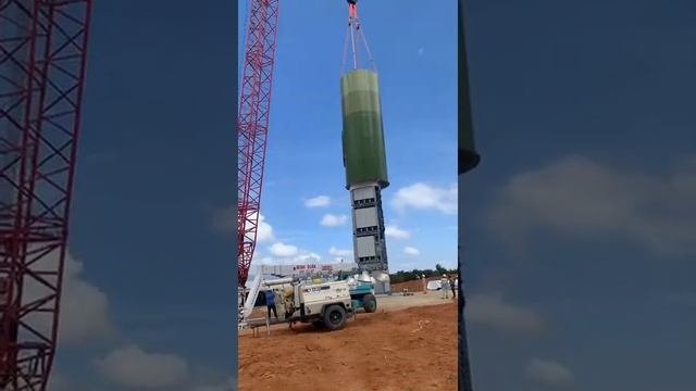 FIRST TOWER SECTION INSTALLATION    WINDFARM PROJECT IN VIET NAM