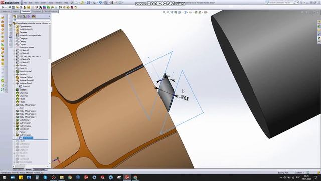 Как создать 3D модель рельефной рукоятки меча в SolidWorks смотреть онлайн