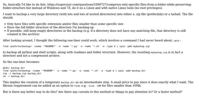 Linux - compress specific files while preserving path and folder structure