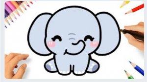 КАК ЛЕГКО НАРИСОВАТЬ МИЛОГО КАВАИЙНОГО СЛОНА 🐘