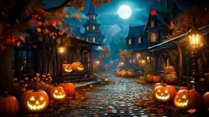 Autumn Village Halloween Ambience 🎃With Scary Halloween Music, Spooky Music, Cozy Autumn Ambience