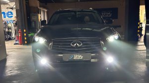 Infiniti QX70 - установили Bi Led модули Aozoom K 3 Dragon Night, полировка и бронирование фар