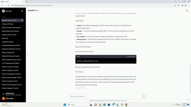 openai python code generator