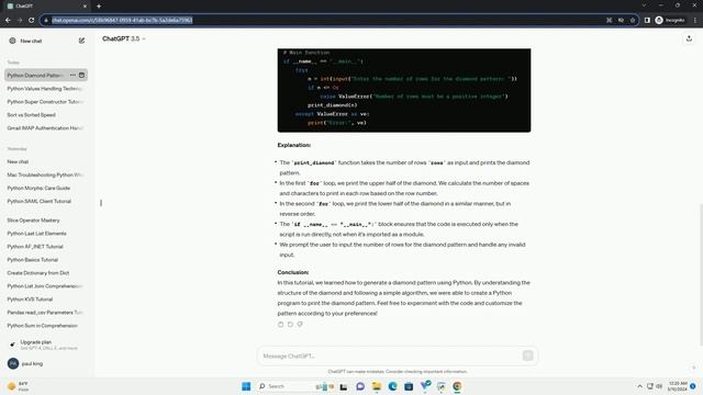 diamond code in python