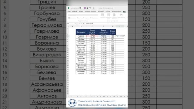 Лайфхак расчета заработной платы по часам в Excel