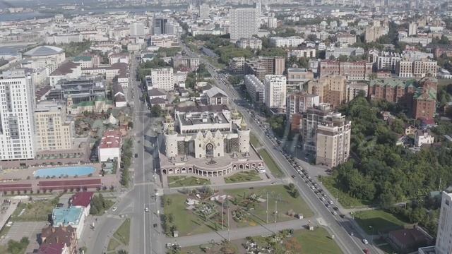 D-Log. Kazan, Russia. Tatar State Puppet Theater Ekiyat, Aerial View смотреть онлайн