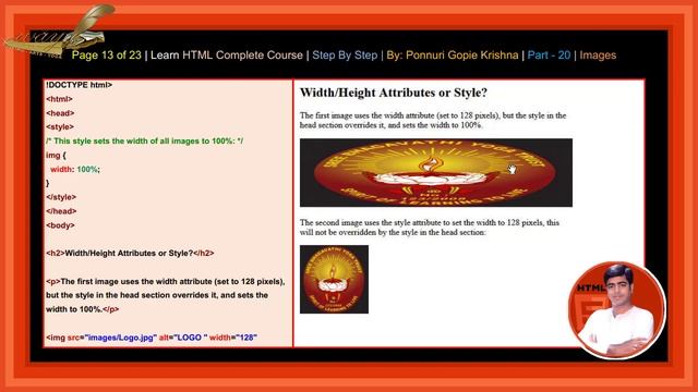 Learn HTML Complete Course | Step By Step | Images | By: Ponnuri Gopie Krishna | Part - 20