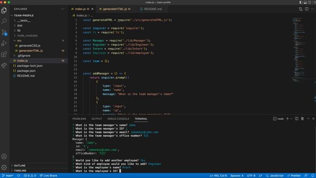 Team Profile Generator App смотреть онлайн