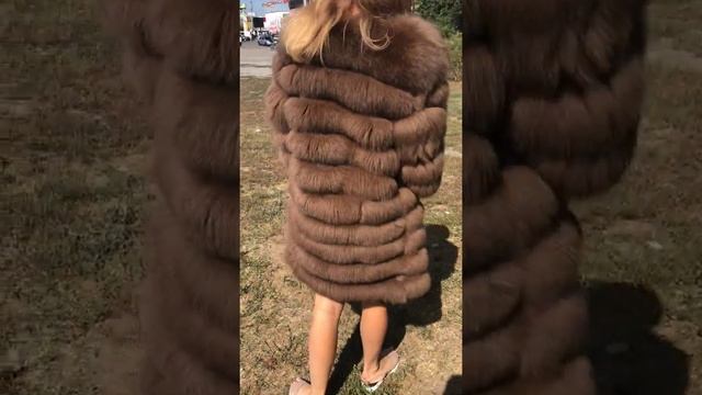 Меховая Шуба из песца 4в1 на крючках цвет Капучино смотреть онлайн