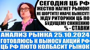 Анализ рынка 25.10 / Сегодня Цб Рф замочит рынок / Готовимся к снижению % ставки / Акции Рф растут!