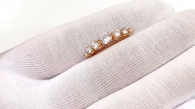 Золотая брошь с фианитами. Проба 585. Производство Россия смотреть онлайн