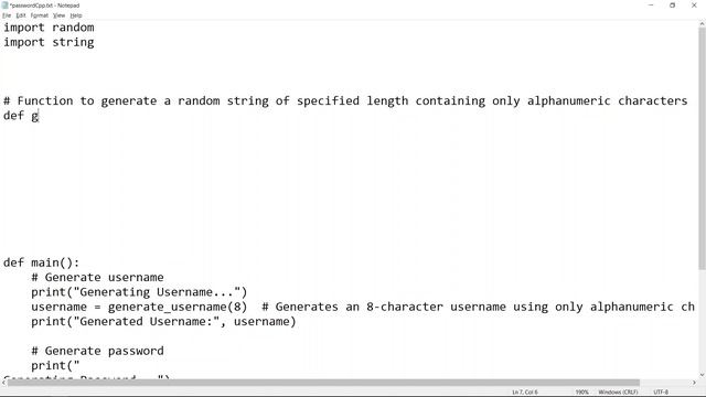 Username and Password generator in python language || python language project
