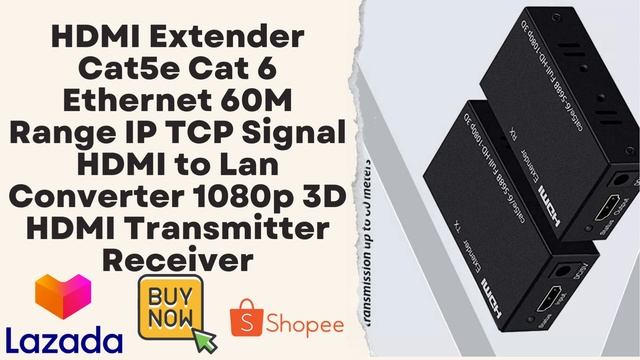 HDMI Extender Cat5e Cat 6 Ethernet 60M Range IP TCP Signal HDMI to Lan Converter 1080p 3D HDMI Tran
