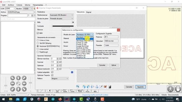 QUEMADORA LASER SOFWARE TUTORIAL LASER GRBL