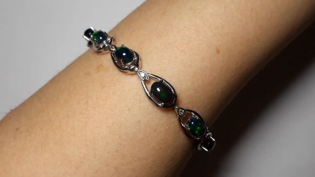 Серебряный браслет с чёрными опалами БАГИРА смотреть онлайн